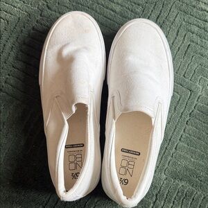 White Slip-On Canvas Sneakers